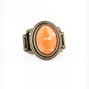 Orange Marble Brass Ring